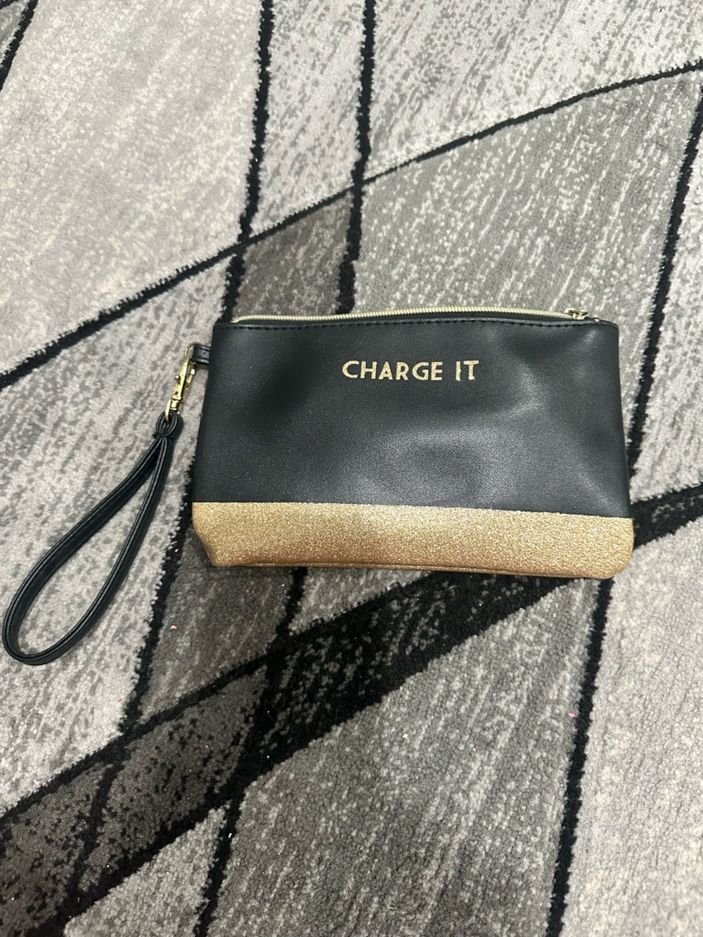 Charge It Black & Gold Wristlet Clutch